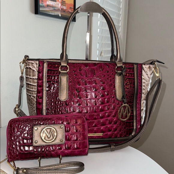 Mkf Collection Handbags - MKF Collection Mia K Bonnie Croc-Embossed Women's Satchel & Wallet